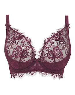 Figleaves Pulse Lace Underwired Plunge Bra B-G - Purple