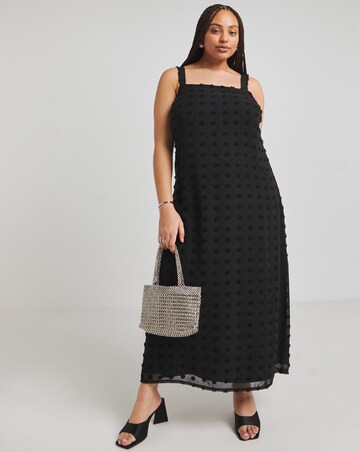Black Dobby Slip Maxi Dress