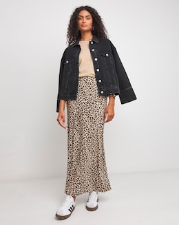 Animal Jersey Pull On Maxi Slip Skirt