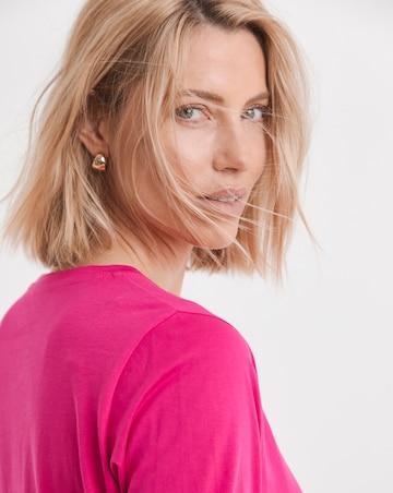 Pure Cotton Pink Long Sleeve Longline Curved Hem Top