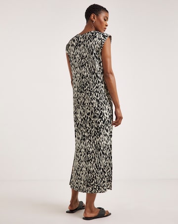 Viscose Elastane Midi T-Shirt Dress With Zip V-Neck