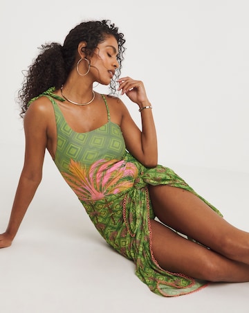 Chelsea Peers Tie Waist Palm Print Midi Sarong