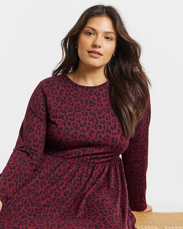 Berry Animal Print Supersoft Pocket Midi Dress