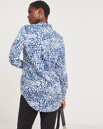 Womens Dipped Back Shirt - Blue Print