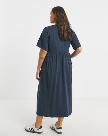 Simply Be Navy Jersey Smock Midi Dress With Pockets