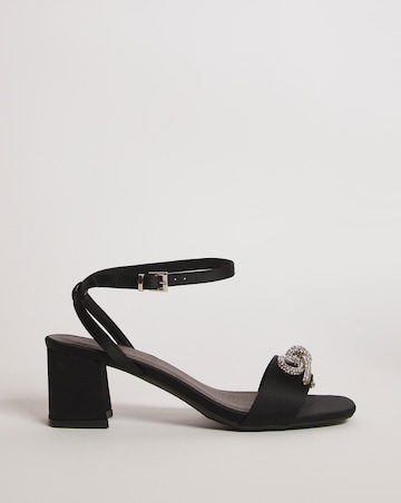 Glitzy Bow Block Heel Sandal - Wide Fit (E)