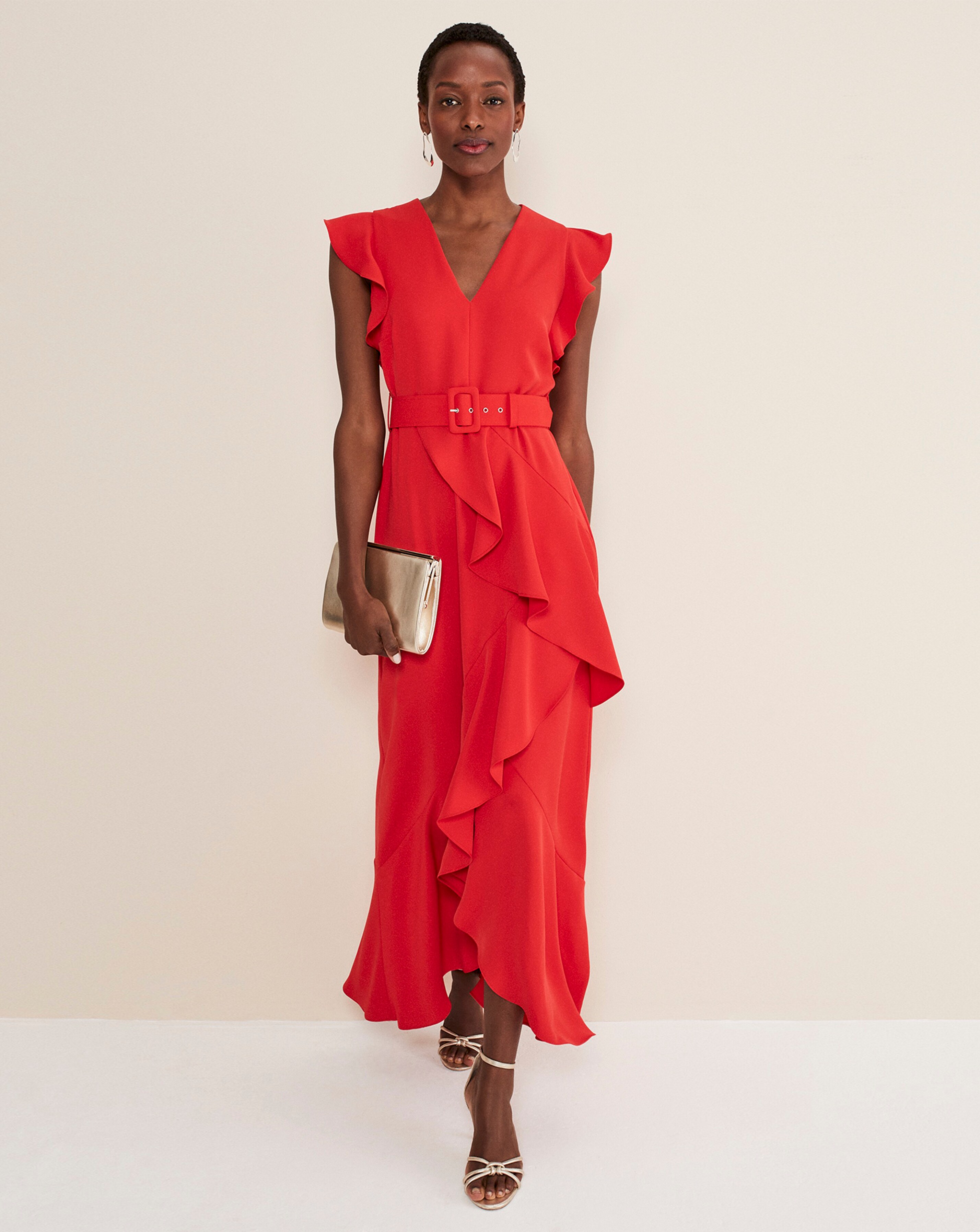 【Phase Eight】プチ フィア ドレス Phase Eight Pheobe Frill Belted Dress | Crazy Clearance