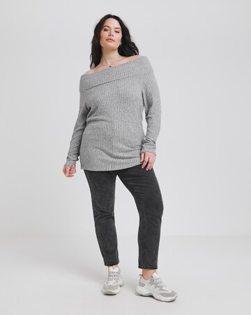 Simply Be Grey Marl Rib Bardot Top
