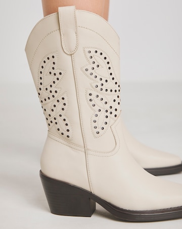Daytona Leather Western Mid Calf Boots - Wide Fit (E) & Super Curvy Calf