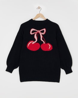 Black Cherry Graphic Longline Jumper