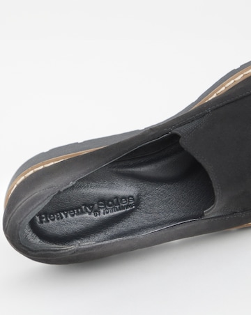 Heavenly Soles Rylee Low Wedge Slipper Cut Plain Loafer - Wide Fit (E)