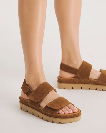 Edie Chunky Suede Touch and Close Sandals - Wide Fit (E)