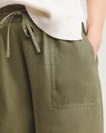 Olive Linen Mix Wide Leg Culotte