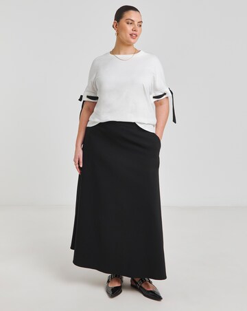 Simply Be Black & White Ribbon Trim T-Shirt