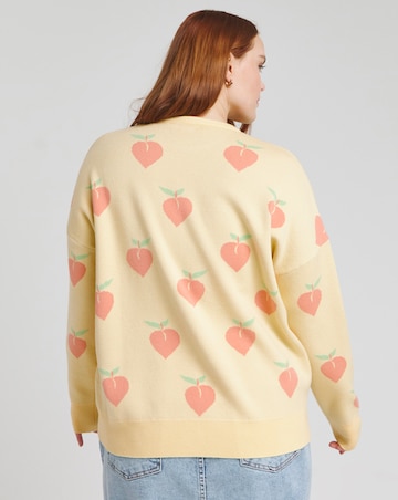Simply Be Peach Pattern Crew Neck Jumper