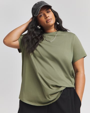 Simply Be Khaki & Black 2 Pack Curved Hem Longline T-Shirt