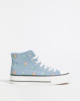 Hola Hi Top Embroided Trainer Wide Fit