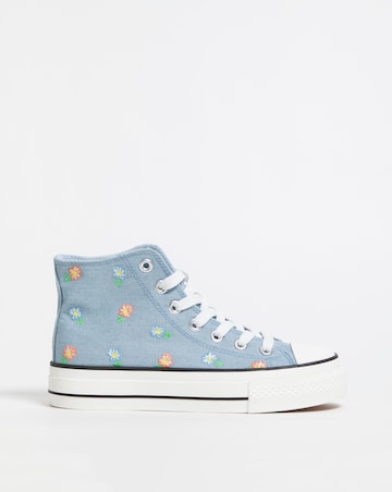 Hola Hi Top Embroided Trainer Wide Fit