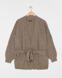 Brown Belted Volume Sleeve Cardigan