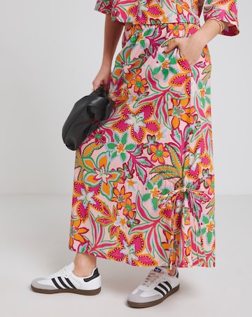 Native Youth Botanical Elasticated Waist Midaxi Skirt