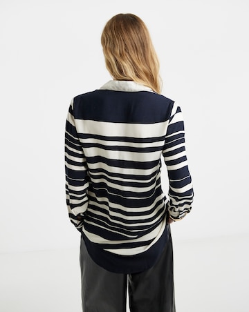 Black Stripe Dipped Back Viscose Shirt