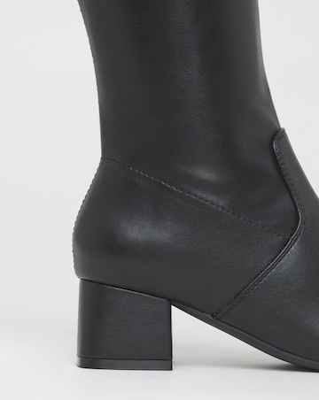 Claudia Low Block Heel Knee High Boots - Standard Fit (D) & Standard/Curvy Calf