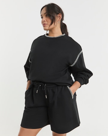 Simply Be Black Whipstitch Detail Jogger Short