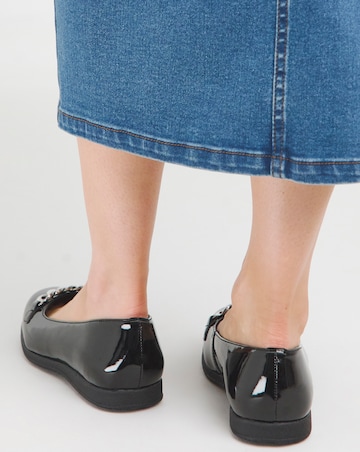 Heavenly Soles Marilyn Chain Trim Ballerina - Wide Fit (E)