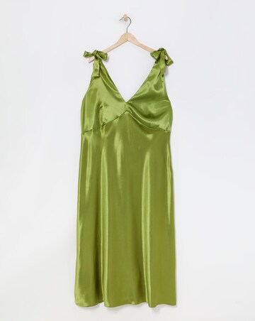 Simply Be Olive Tie Strap Satin Maxi Slip Dress