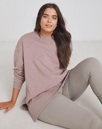 Simply Be Mocha Side Split Sweatshirt Tunic