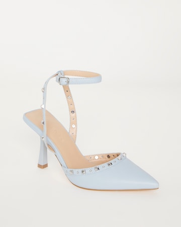 Hanny Studded Heel Court Shoe Ex Wide Fit