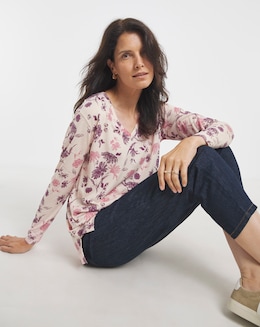 V-Neck Split Hem Slouch T-Shirt