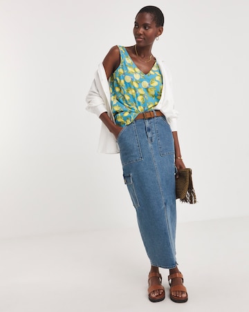 Printed V Neck Woven Vest