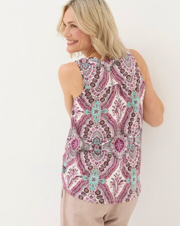 FatFace Flora Cotton Linen Detail Paisley Top