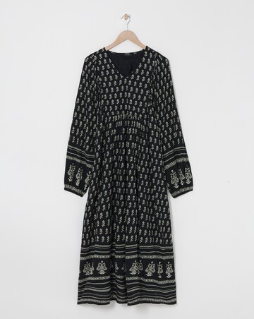 Border Print Batwing Smock Maxi Dress