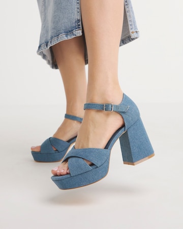 Mia Cross Front Platform Heeled Sandals - Extra Wide Fit (EEE)