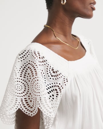 Square Neck Crochet Sleeve Top
