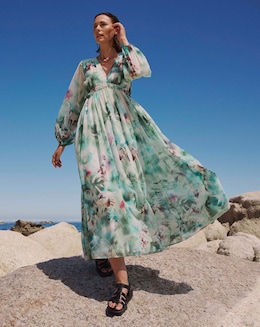Joanna Hope Printed Maxi Volume Dress