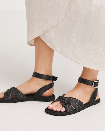 Ivy Raffia Two Part Flat Sandals Wide E Fit