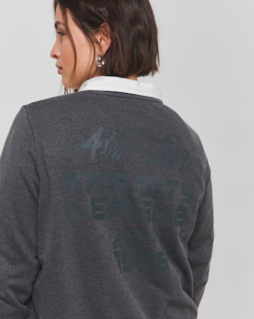 Black Acid Wash All Star Varsity Slogan Sweatshirt