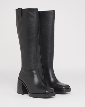 Cloudy Leather Platform Knee High Boots - Wide Fit (E) & Curvy Calf