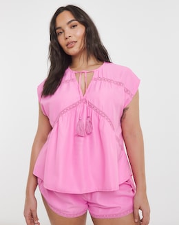 Shortie Pyjama Set With Crochet Trim