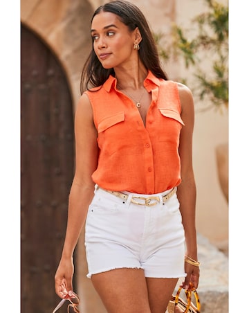 Sosandar Linen Sleeveless Shirt
