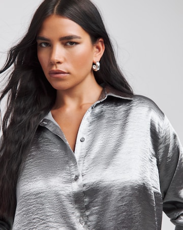 Charcoal Premium Satin Relaxed Shirt