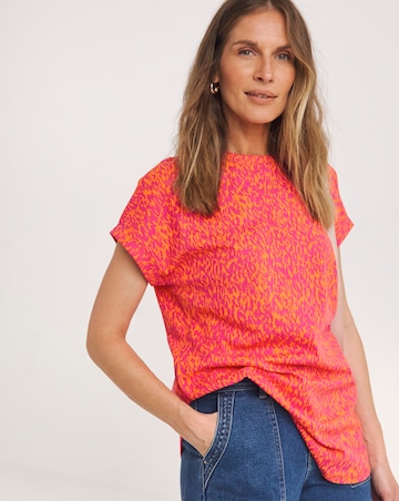 Longline Short Sleeve Curved Hem Top
