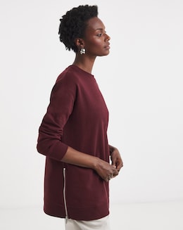 Side Zip Longline Sweatshirt