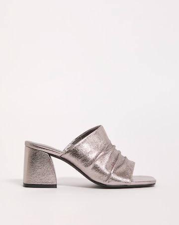 Elissa Metallic Ruched Heeled Mule Sandals Extra Wide EEE Fit