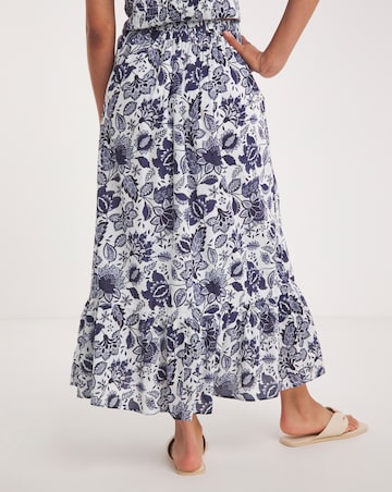 Anise Navy Print Tiered Co-Ord Maxi Skirt