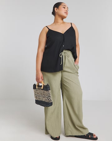 Simply Be Black Button Through Sleeveless Viscose Cami