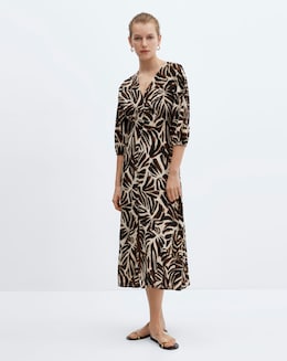 Mango Caludie V-Neck Midi Dress